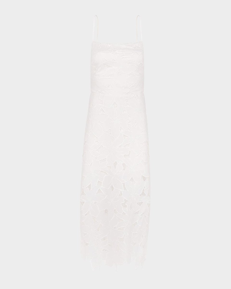 Solid Mei Floral Embroidered Maxi Dress